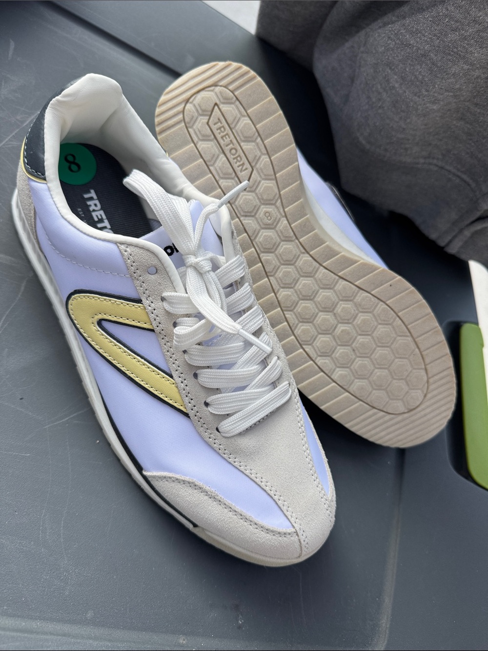 Tretorn Women's Retro Trainer in White with Pale Yellow Accent